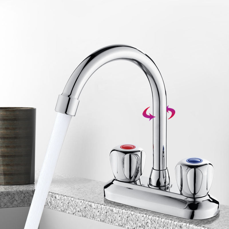 BowLift | Modern Center Set Mixer Tap Chrome 2 Knob Handles Swivel Spout Basin Mixer Tap