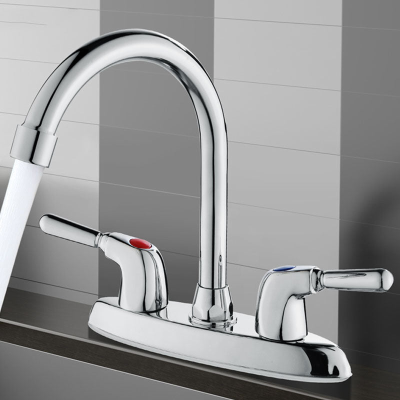 BowLift | Modern Center Set Mixer Tap Chrome 2 Knob Handles Swivel Spout Basin Mixer Tap