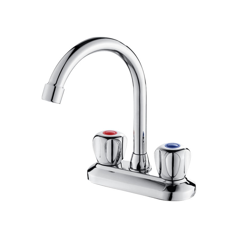 BowLift | Modern Center Set Mixer Tap Chrome 2 Knob Handles Swivel Spout Basin Mixer Tap