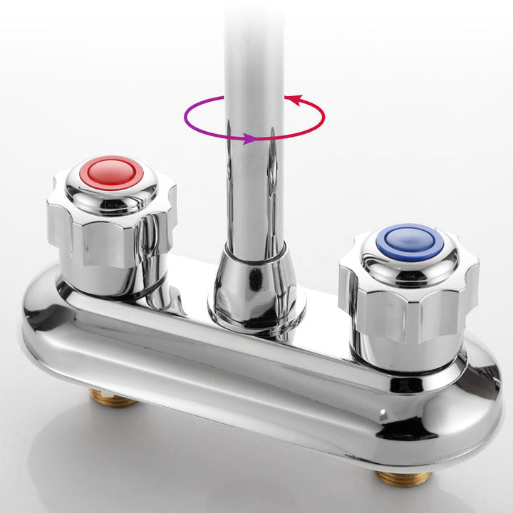 BowLift | Modern Center Set Mixer Tap Chrome 2 Knob Handles Swivel Spout Basin Mixer Tap