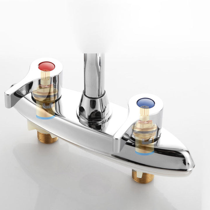 BowLift | Modern Center Set Mixer Tap Chrome 2 Knob Handles Swivel Spout Basin Mixer Tap