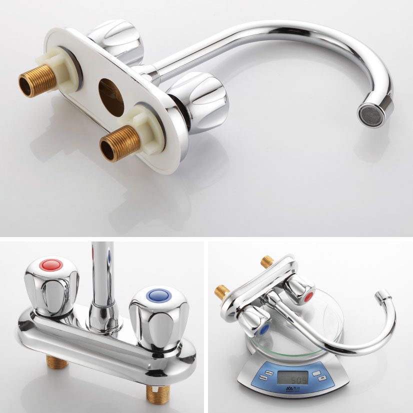 BowLift | Modern Center Set Mixer Tap Chrome 2 Knob Handles Swivel Spout Basin Mixer Tap