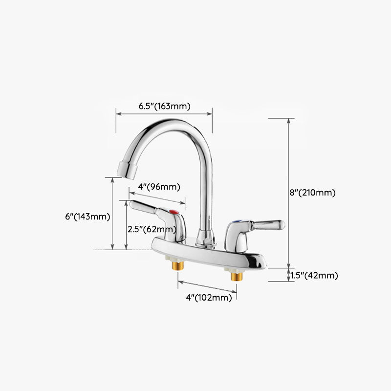 BowLift | Modern Center Set Mixer Tap Chrome 2 Knob Handles Swivel Spout Basin Mixer Tap
