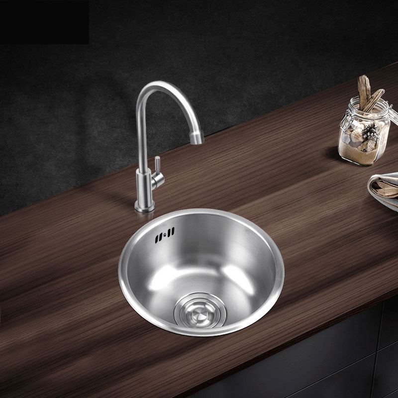 BowLift | Round Stainless Steel Kitchen Sink with Drain Assembly Built-in Sink