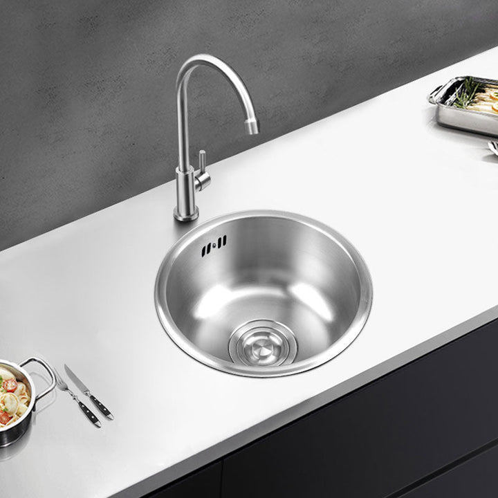 BowLift | Round Stainless Steel Kitchen Sink with Drain Assembly Built-in Sink