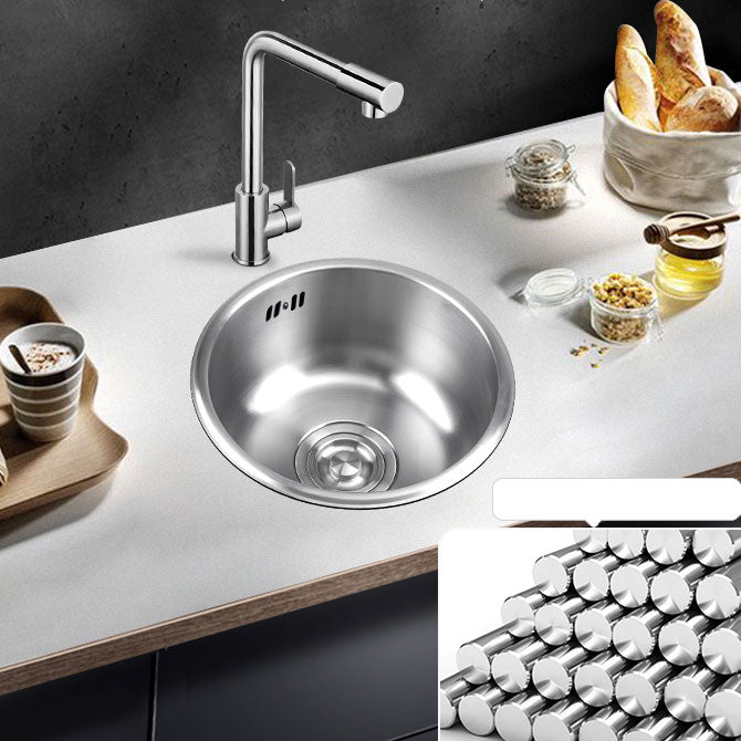 BowLift | Round Stainless Steel Kitchen Sink with Drain Assembly Built-in Sink