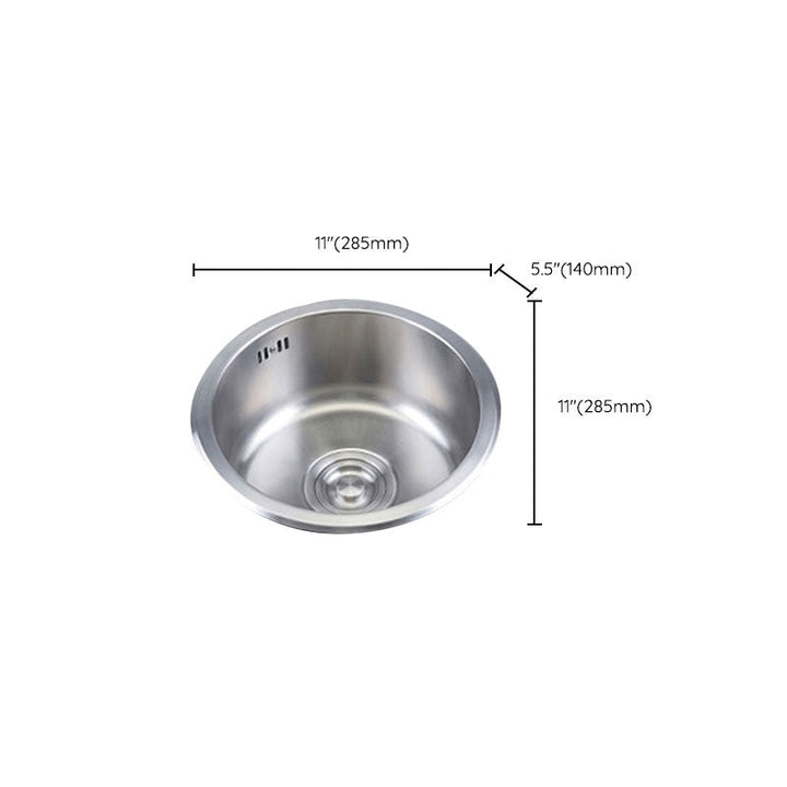 BowLift | Round Stainless Steel Kitchen Sink with Drain Assembly Built-in Sink