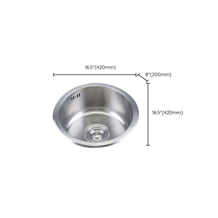 BowLift | Round Stainless Steel Kitchen Sink with Drain Assembly Built-in Sink