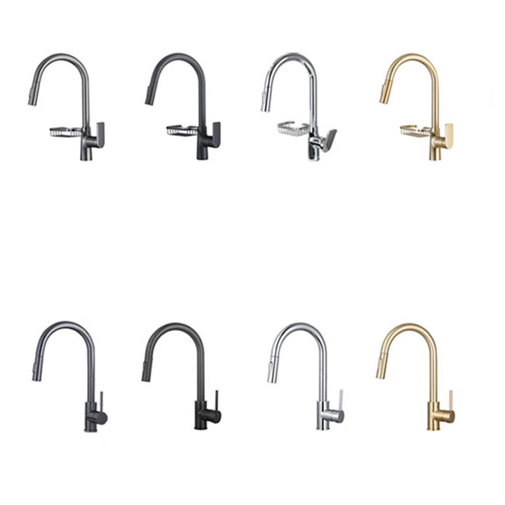 BowLift | Goose Neck Kitchen Sink Faucet Three-Way Flow with Pull-Down Spray Head