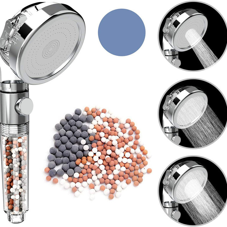 BowLift | Modern Handheld Shower Head Round Filter Ball Spray Head in Silver