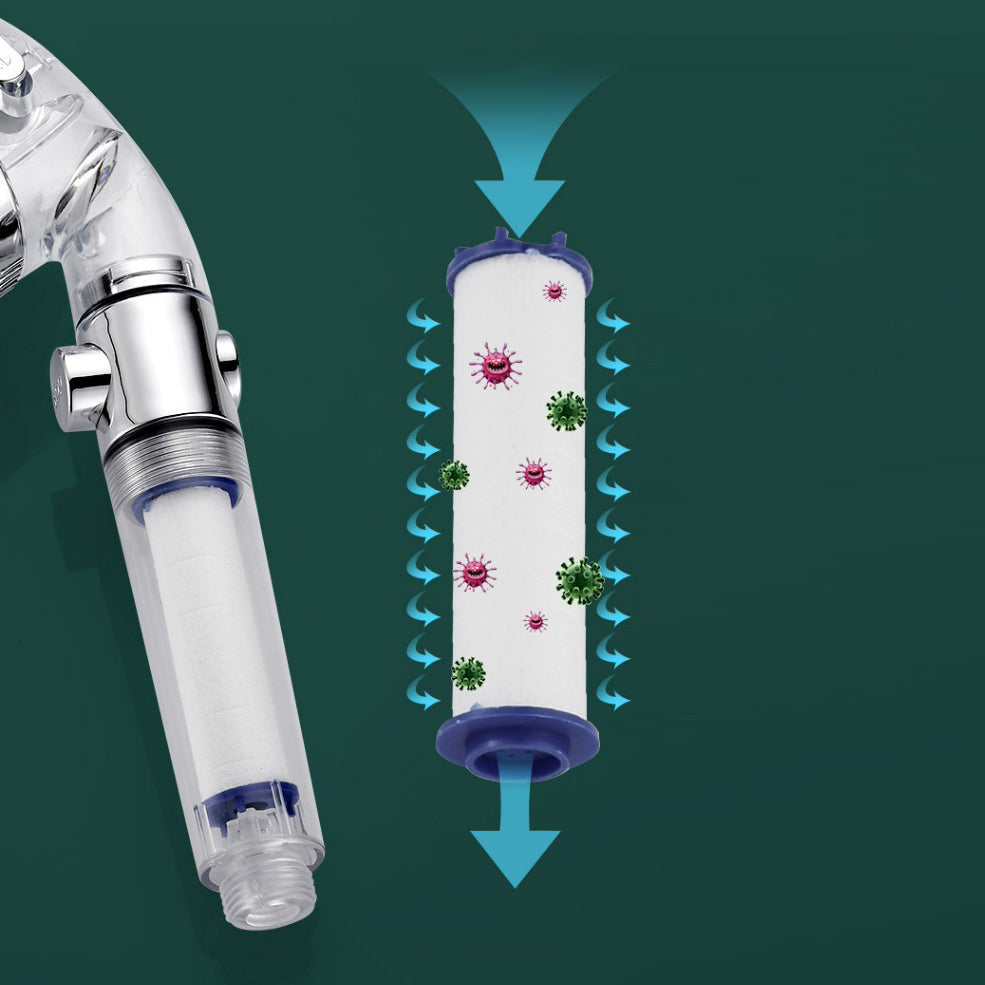 BowLift | Modern Handheld Shower Head Round Filter Ball Spray Head in Silver