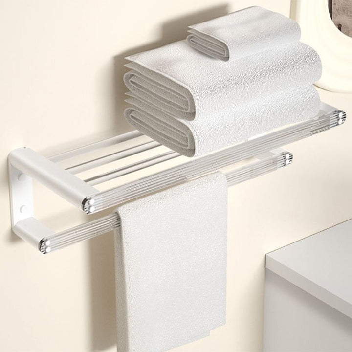 BowLift | White & clear acrylic bathroom accessory set with towel holder/paper holder/robe hooks