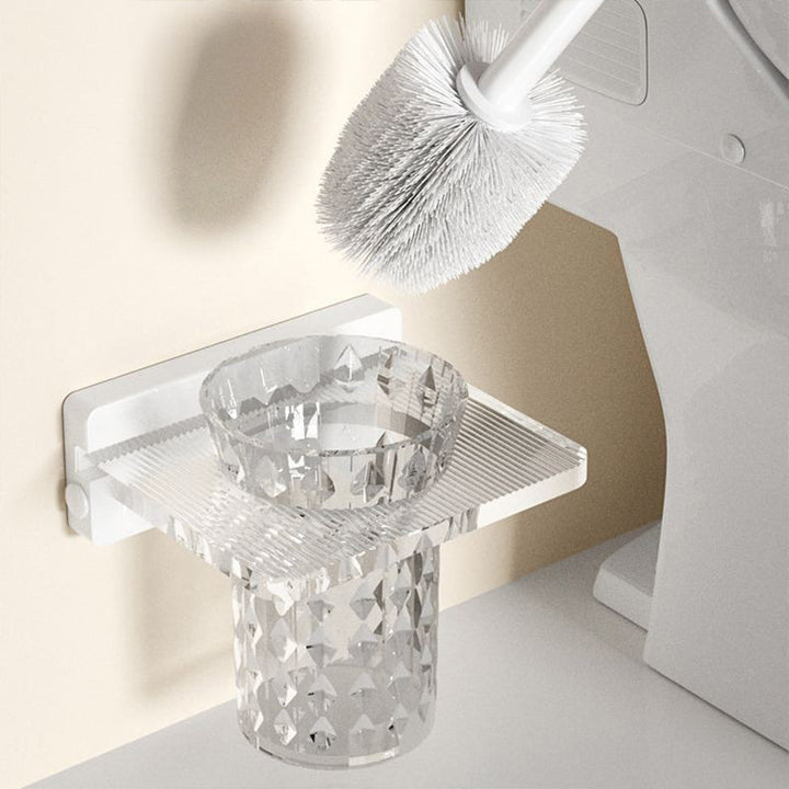 BowLift | White & clear acrylic bathroom accessory set with towel holder/paper holder/robe hooks