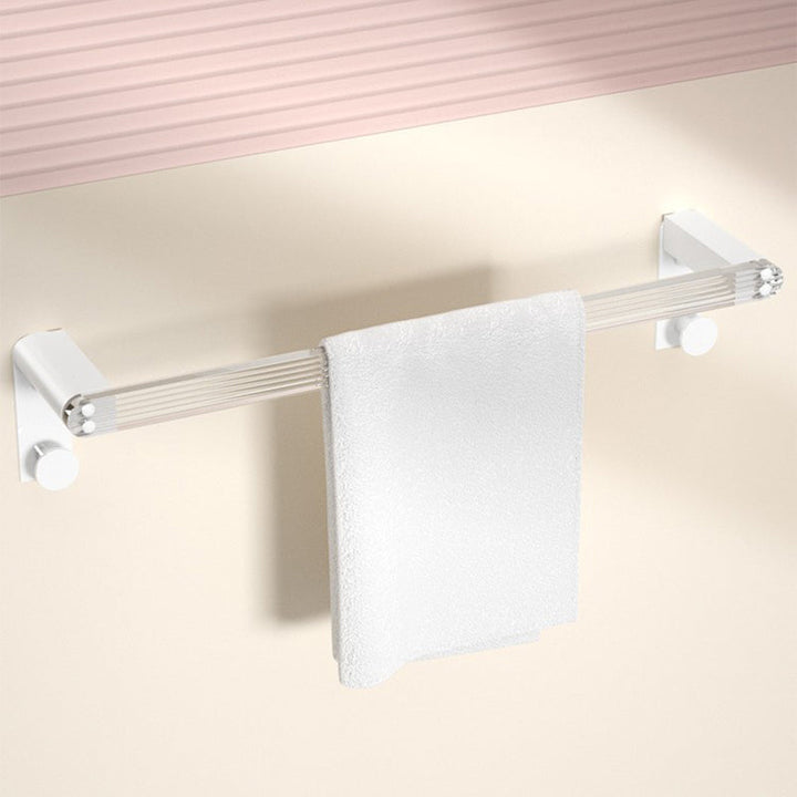 BowLift | White & clear acrylic bathroom accessory set with towel holder/paper holder/robe hooks