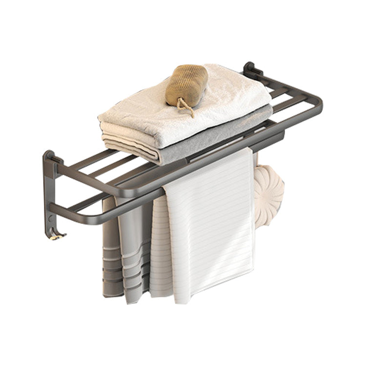 BowLift | Modern gray bathroom hardware set with bath shelf/towel holder/robe hook/toilet paper holder