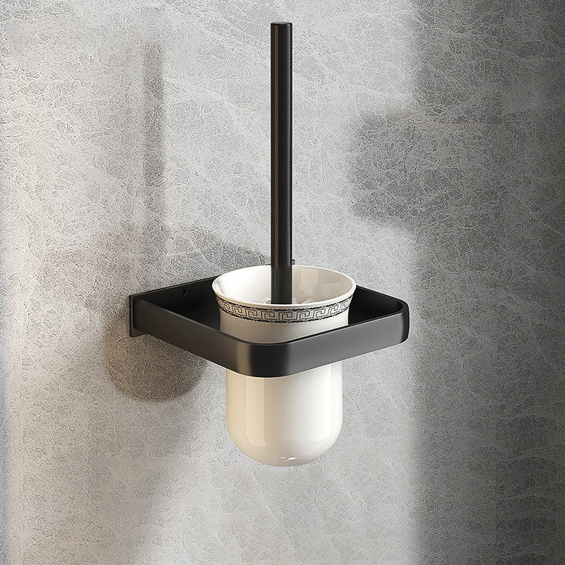BowLift | Modern Matte Black Bathroom Accessory Set with Bath Shelf/Towel Hooks/Towel Bar