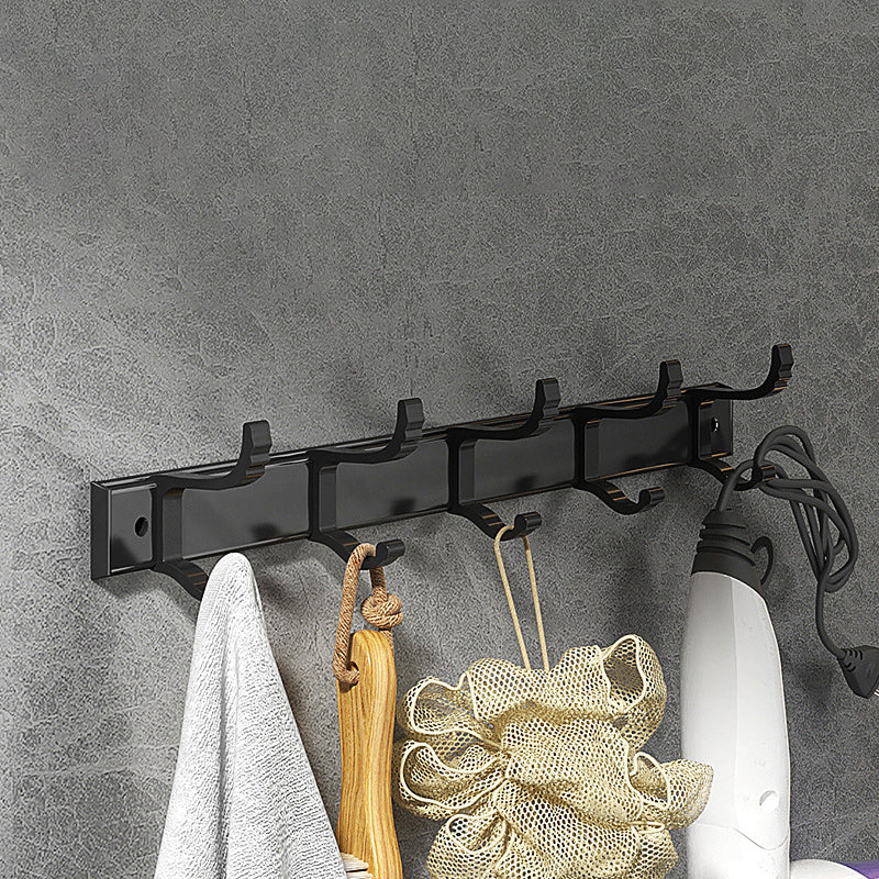 BowLift | Modern Matte Black Bathroom Accessory Set with Bath Shelf/Towel Hooks/Towel Bar