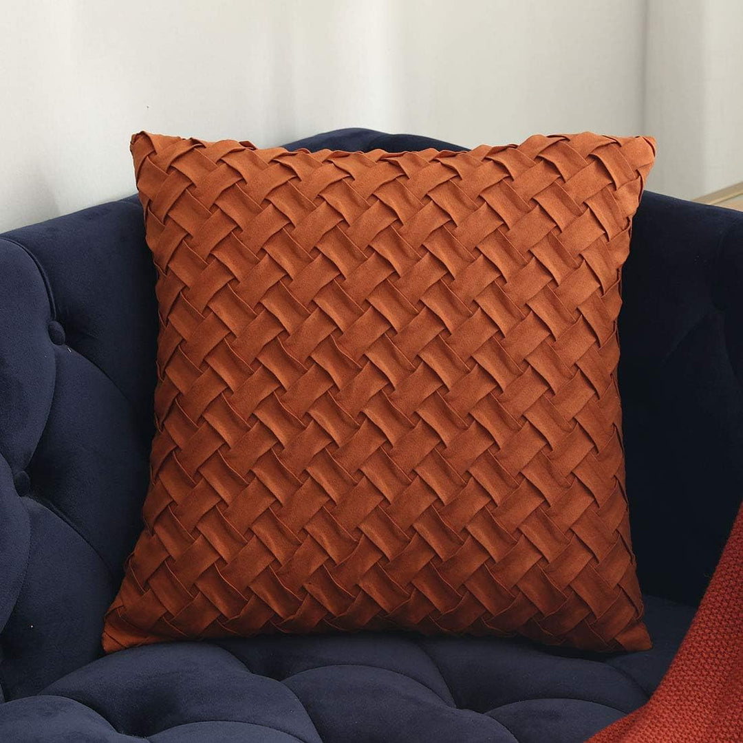 BowLift | Solid Yellow, Brown, and Dark Red Faux Suede Cushion Cover