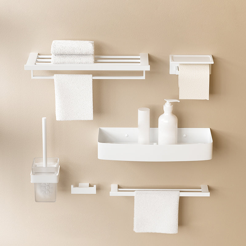 BowLift | Modern White Bathroom Accessory Set Stainless Steel Bath Hardware Set