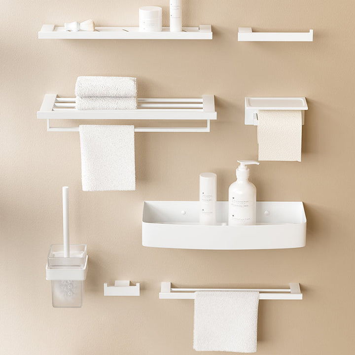 BowLift | Modern White Bathroom Accessory Set Stainless Steel Bath Hardware Set
