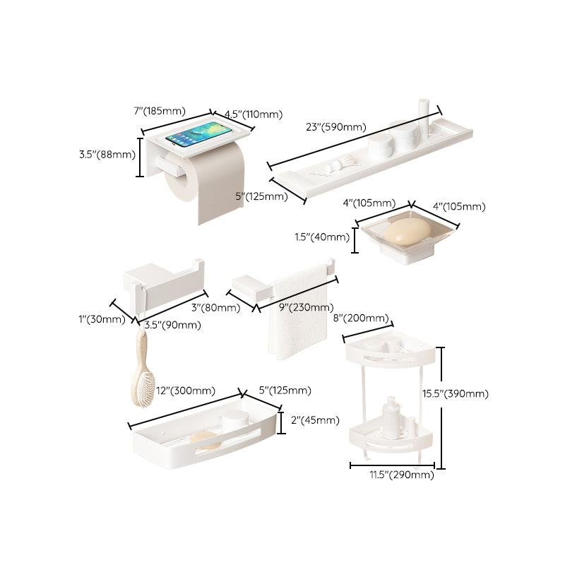 BowLift | Modern White Bathroom Accessory Set Stainless Steel Bath Hardware Set