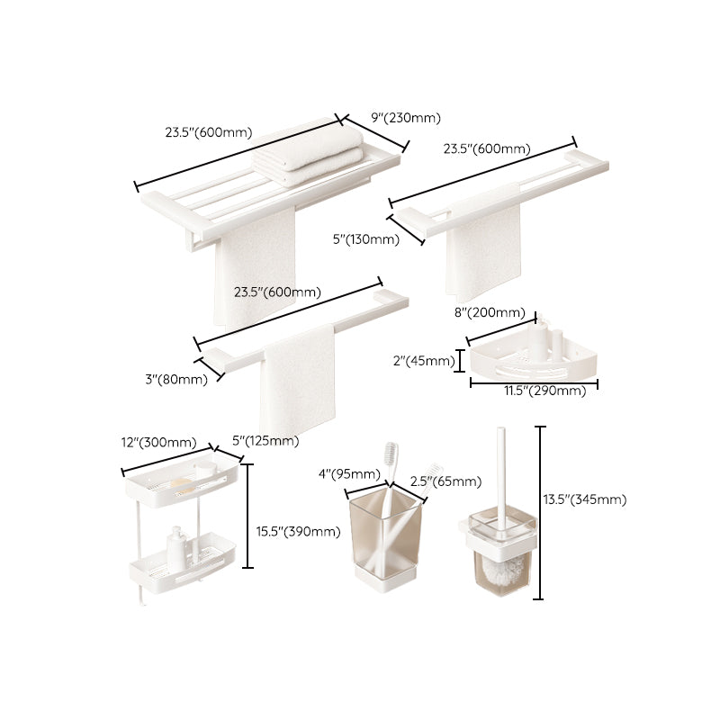 BowLift | Modern White Bathroom Accessory Set Stainless Steel Bath Hardware Set