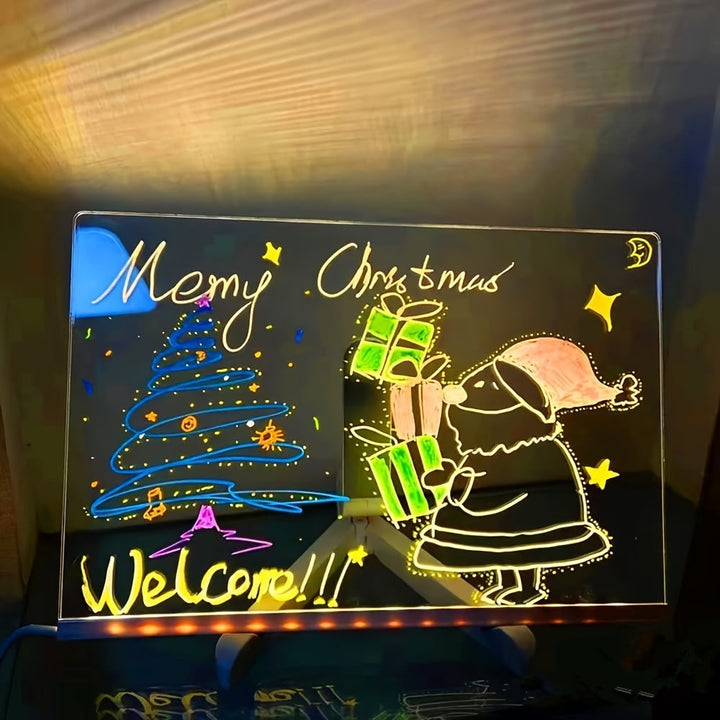 BowLift | USB LED Noteboard with 12 Colored Pens - Bright Message Board for Office & Home