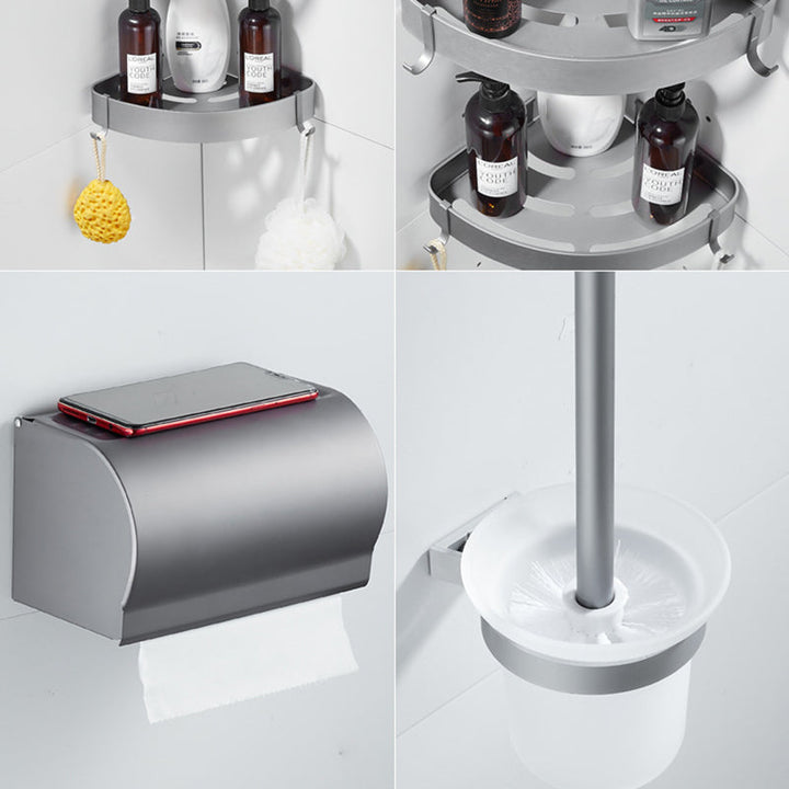 BowLift | 6-piece contemporary bathroom accessory set bathroom shelf/towel bar paper holder included