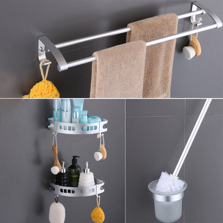 BowLift | 6-piece modern bathroom hardware set made of aluminum with towel holder/paper holder
