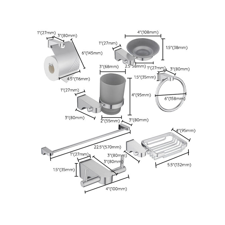 BowLift | 6-piece Chrome Bathroom Accessory as Individual Piece or as Set with Towel Ring Bar