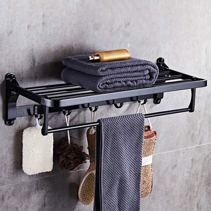 BowLift | Modern 5/6-piece bathroom accessory set with bathroom shelf/robe hooks/towel bar