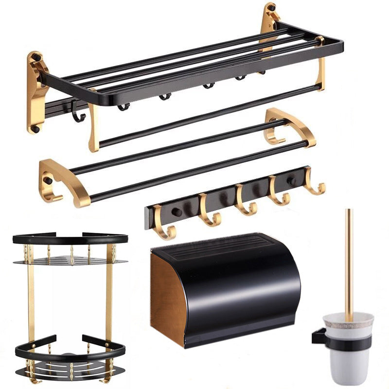 BowLift | Modern 5/6-piece bathroom accessory set with bathroom shelf/robe hooks/towel bar
