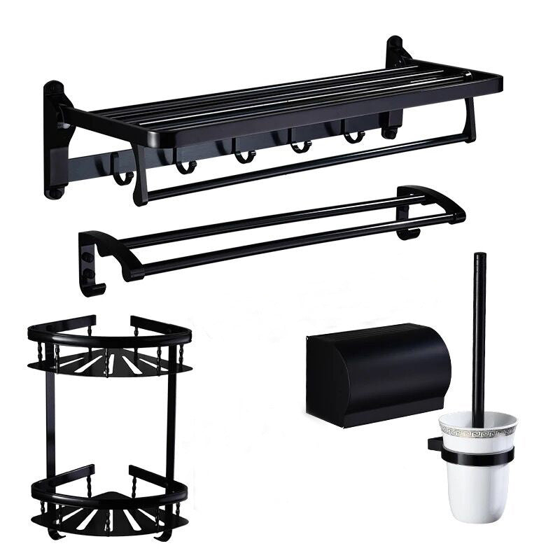 BowLift | Modern 5/6-piece bathroom accessory set with bathroom shelf/robe hooks/towel bar
