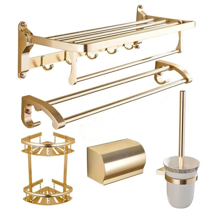 BowLift | Modern 5/6-piece bathroom accessory set with bathroom shelf/robe hooks/towel bar
