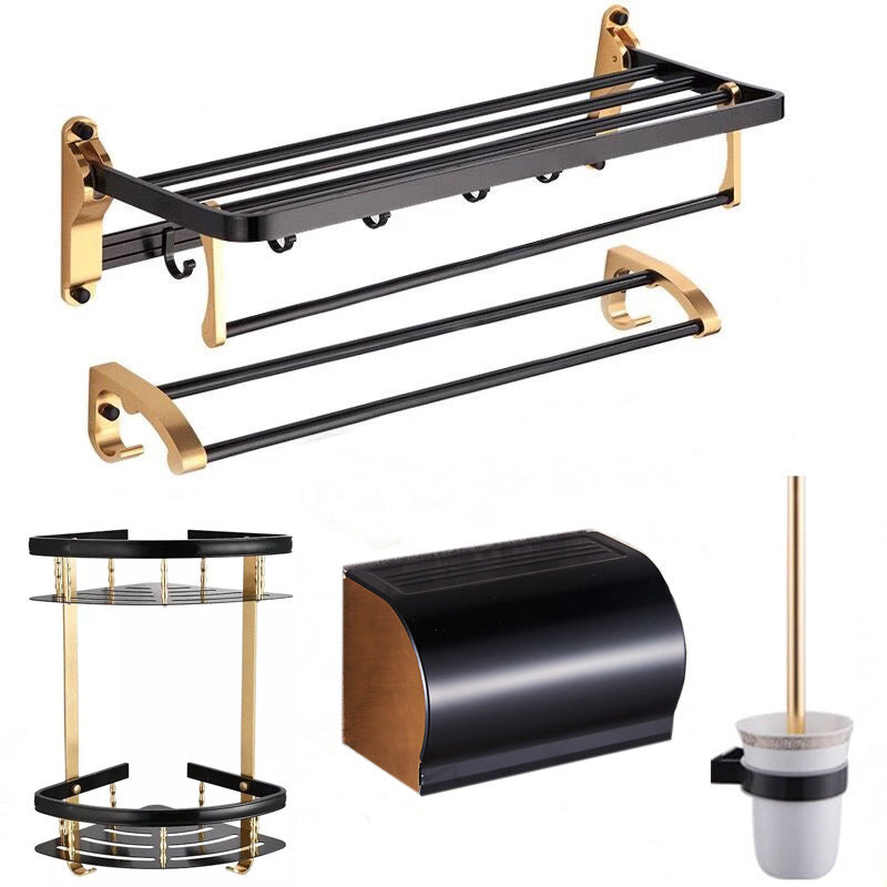 BowLift | Modern 5/6-piece bathroom accessory set with bathroom shelf/robe hooks/towel bar