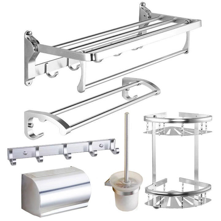 BowLift | Modern 5/6-piece bathroom accessory set with bathroom shelf/robe hooks/towel bar
