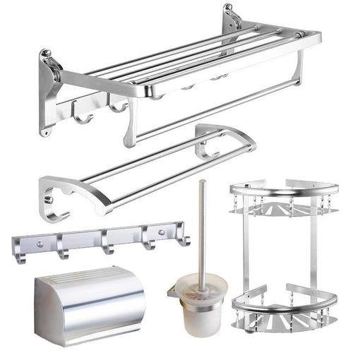 BowLift | Modern 5/6-piece bathroom accessory set with bathroom shelf/robe hooks/towel bar