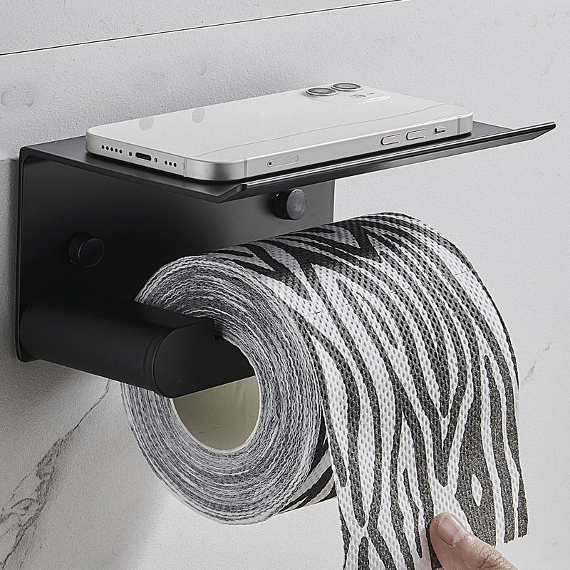 BowLift | 7-piece Bathroom Hardware Set Matte Black/Grey with Bath Shelf/Towel Holder/Bath Towel Hook