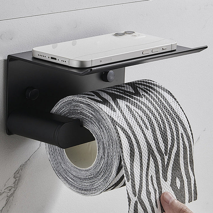 BowLift | 7-piece Bathroom Hardware Set Matte Black/Grey with Bath Shelf/Towel Holder/Bath Towel Hook
