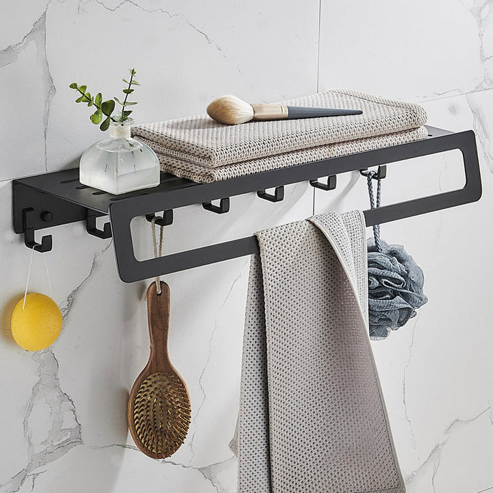 BowLift | 7-piece Bathroom Hardware Set Matte Black/Grey with Bath Shelf/Towel Holder/Bath Towel Hook