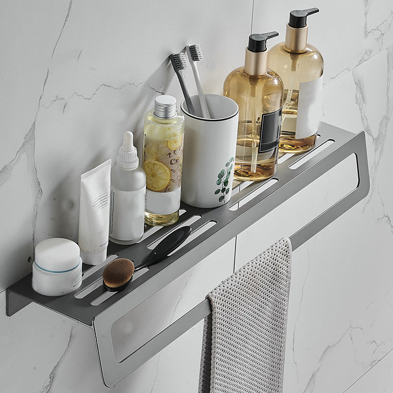 BowLift | 7-piece bathroom hardware set matte black/gray with bath shelf/towel holder/bath towel hooks