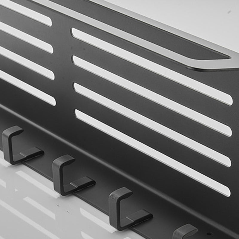 BowLift | 7-piece bathroom hardware set matte black/gray with bath shelf/towel holder/bath towel hooks