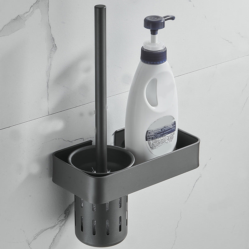 BowLift | 7-piece bathroom hardware set matte black/gray with bath shelf/towel holder/bath towel hooks
