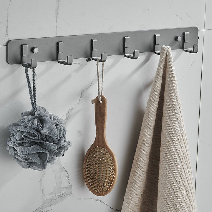 BowLift | 7-piece Bathroom Hardware Set Matte Black/Grey with Bath Shelf/Towel Holder/Bath Towel Hook