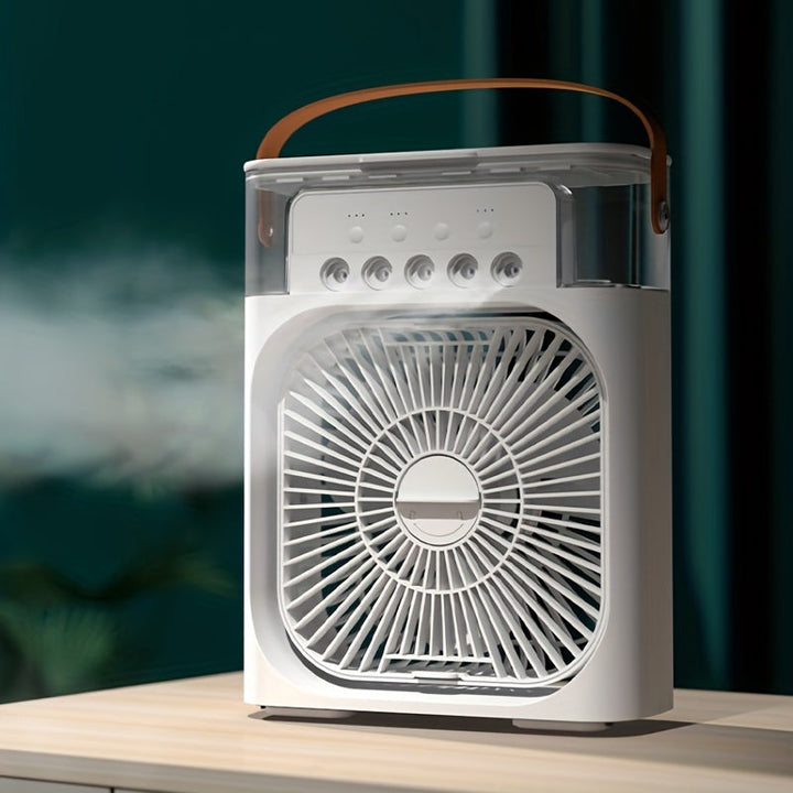 1pc Portable Air Conditioner, Household Small Air Cooler, Hydrocooling Fan, Portable Air Adjustment For Office, 3 Speed Air Cooling Fan Humidifier, 5pcs Humidified Spray Heads For Home Appliances | Bowlift