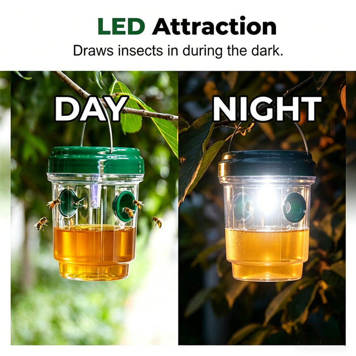 Solar powered wasp trap with LED lure | Bowlift