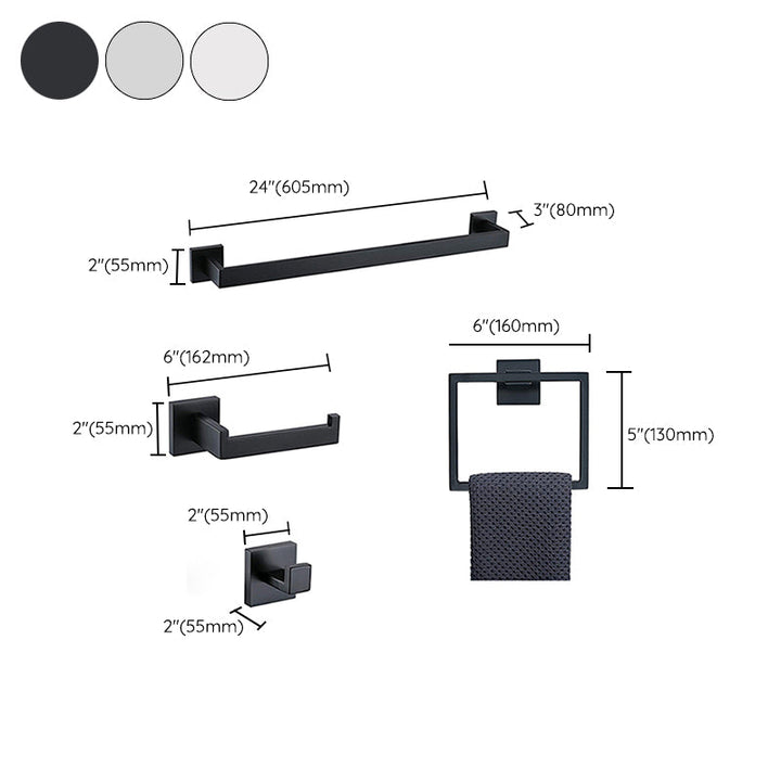 BowLift | 7-piece bathroom accessory set made of stainless steel with paper holder/robe hook/towel ring bar