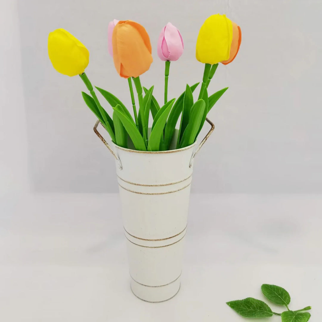 BowLift | Retro Iron Flower Bucket with Handles – Decorative Metal Flower Pot for Home