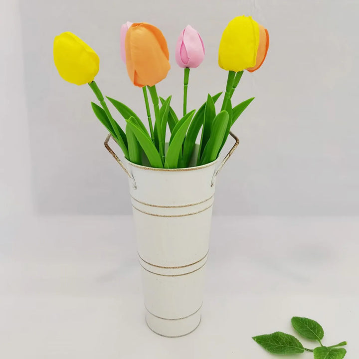 BowLift | Retro Iron Flower Bucket with Handles – Decorative Metal Flower Pot for Home