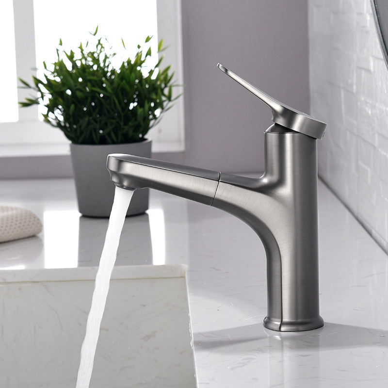BowLift | Round Modern Sink Faucet with Pull-Out Single-Hole Basin Faucet